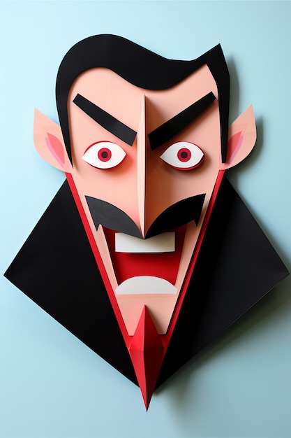 Creative halloween vampire dracula portrait paper cut out illustration style