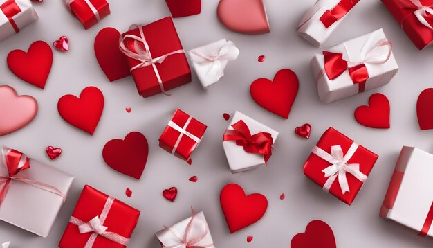 creative hearts background with gifts romance