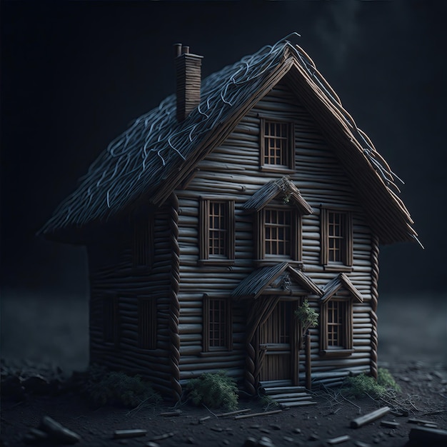 creative horror wooden house 3d model