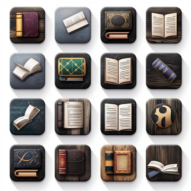 Photo creative icon set titles for mobile app designs