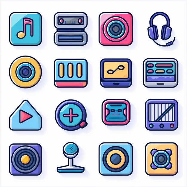 Photo creative icon set titles for mobile app designs