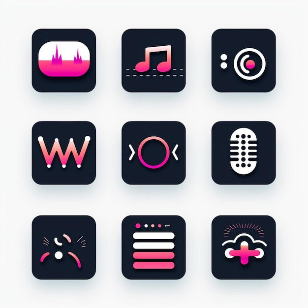 Photo creative icon set titles for mobile app designs