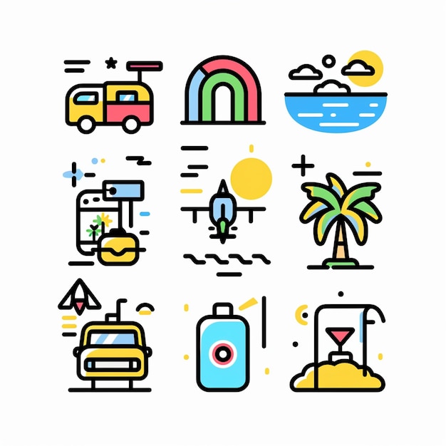 Photo creative icon set titles for mobile app designs