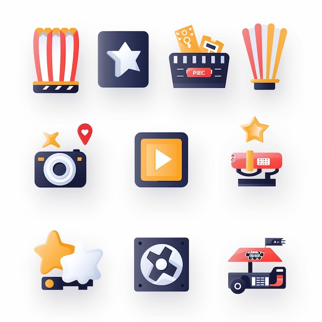 Photo creative icon set titles for mobile app designs