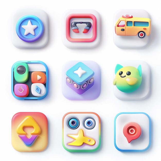 Photo creative icon set titles for mobile app designs