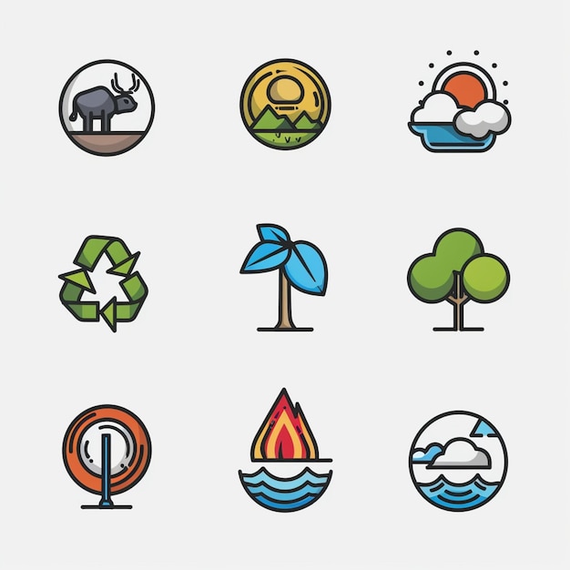 Photo creative icon set titles for mobile app designs