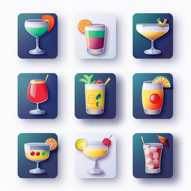 Photo creative icon set titles for mobile app designs