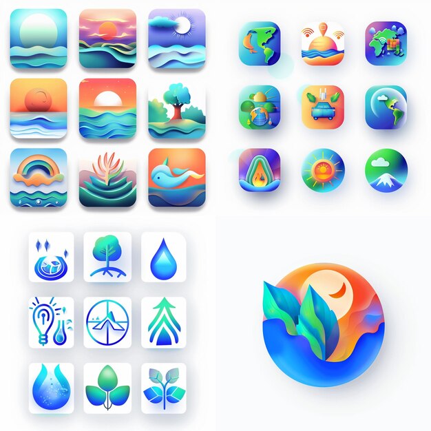 Creative Icon Set Titles for Mobile App Designs