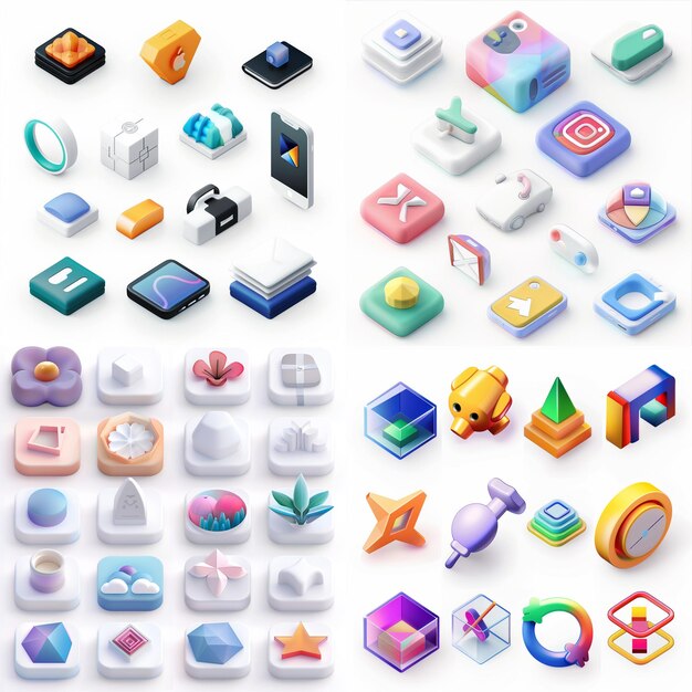 Photo creative icon set titles for mobile app designs