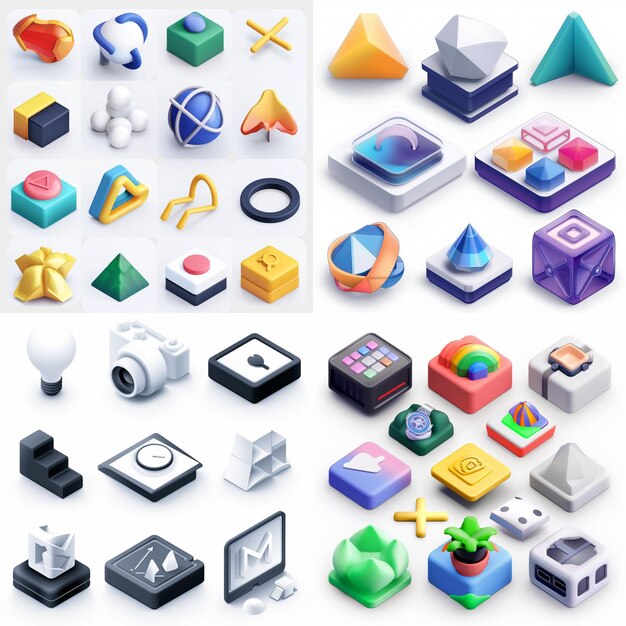 Photo creative icon set titles for mobile app designs