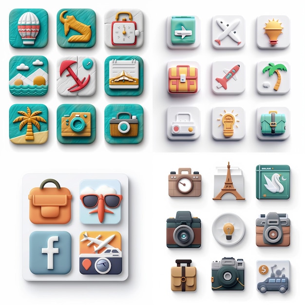 Photo creative icon set titles for mobile app designs