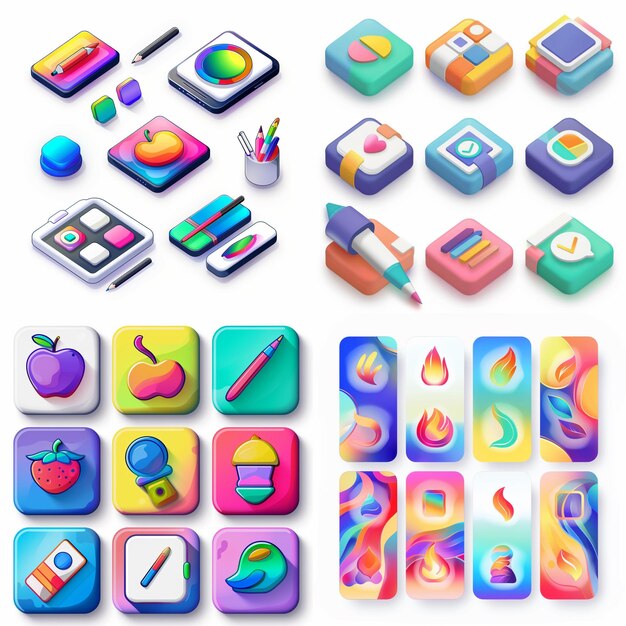 Creative Icon Set Titles for Mobile App Designs