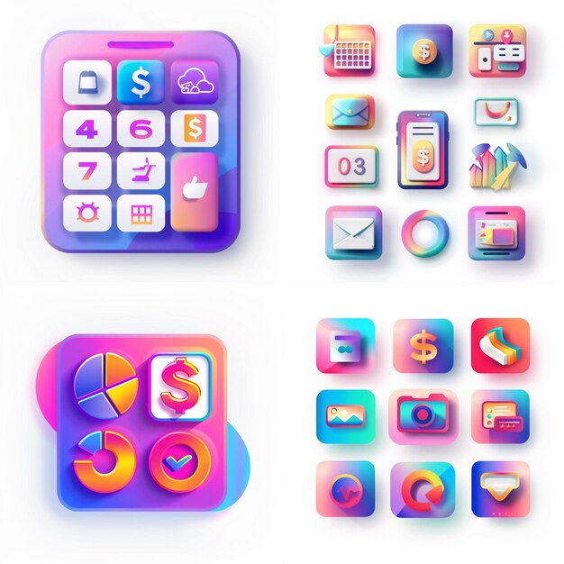 Creative Icon Set Titles for Mobile App Designs