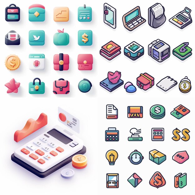 Creative Icon Set Titles for Mobile App Designs