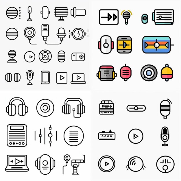 Photo creative icon set titles for mobile app designs