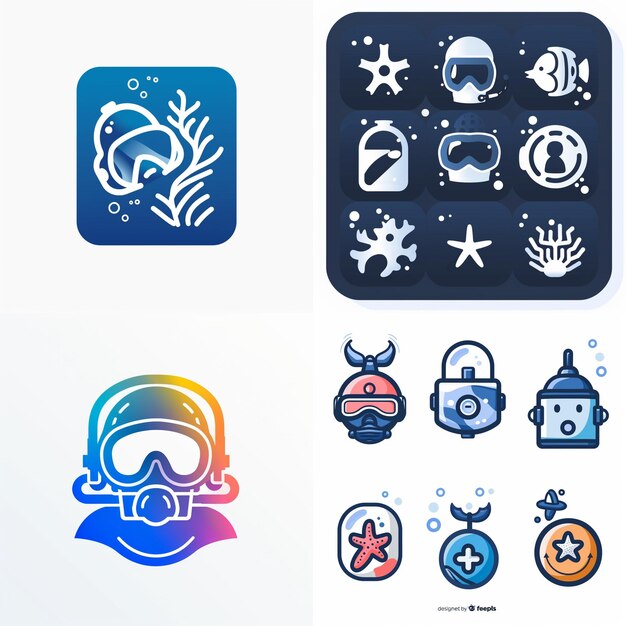 Photo creative icon set titles for mobile app designs