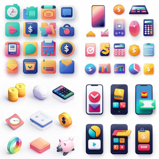 Creative Icon Set Titles for Mobile App Designs