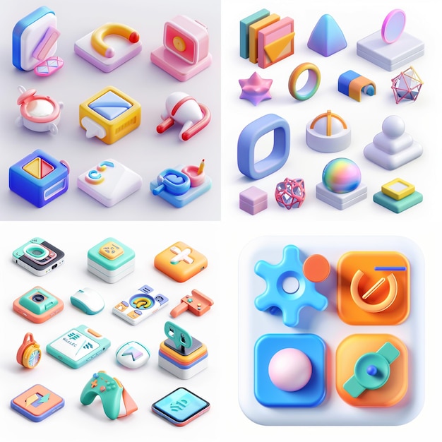 Photo creative icon set titles for mobile app designs