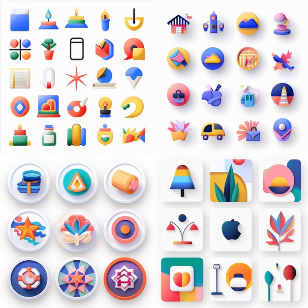 Creative Icon Set Titles for Mobile App Designs