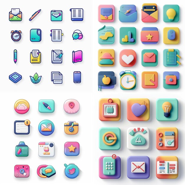 Creative Icon Set Titles for Mobile App Designs