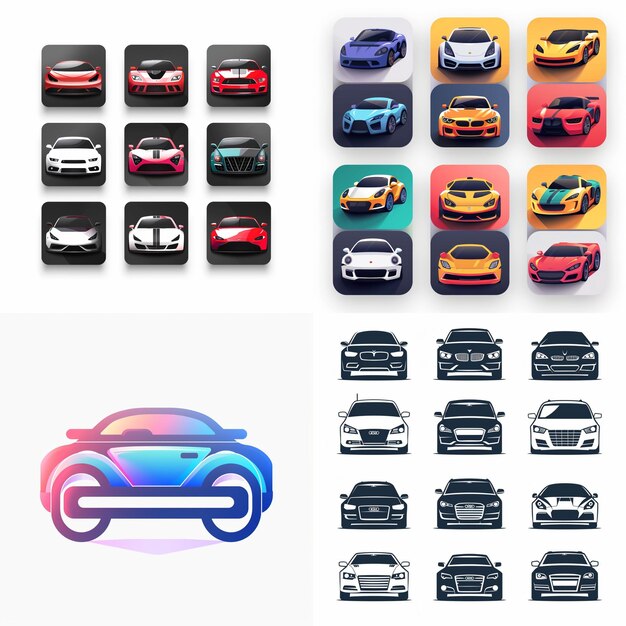 Photo creative icon set titles for mobile app designs