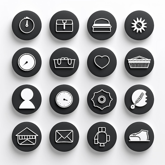 Foto titoli creativi di set di icone per i progetti di app mobili