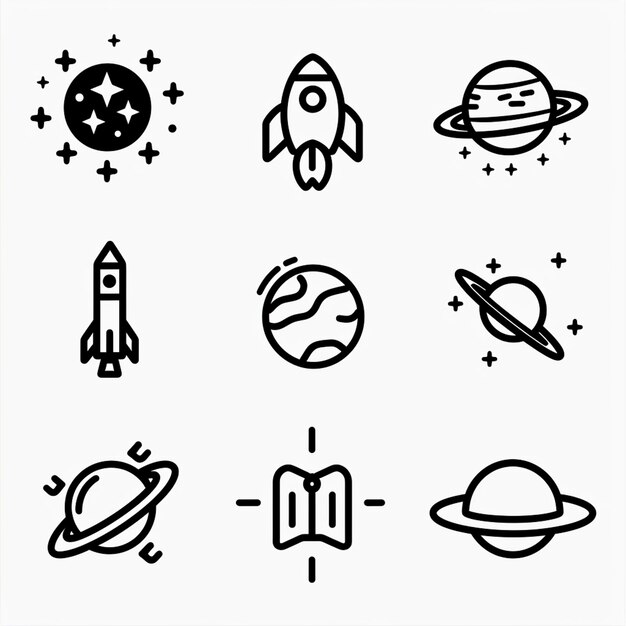 Photo creative icon set titles for mobile app designs