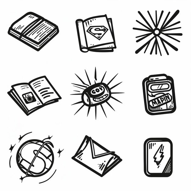 Photo creative icon set titles for mobile app designs