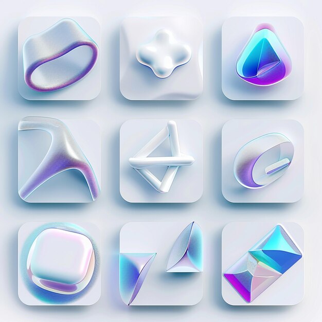 Photo creative icon set titles for mobile app designs