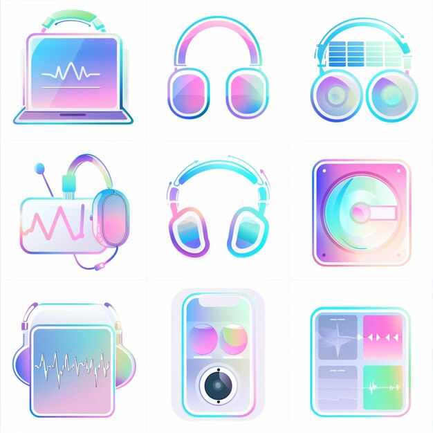 Photo creative icon set titles for mobile app designs