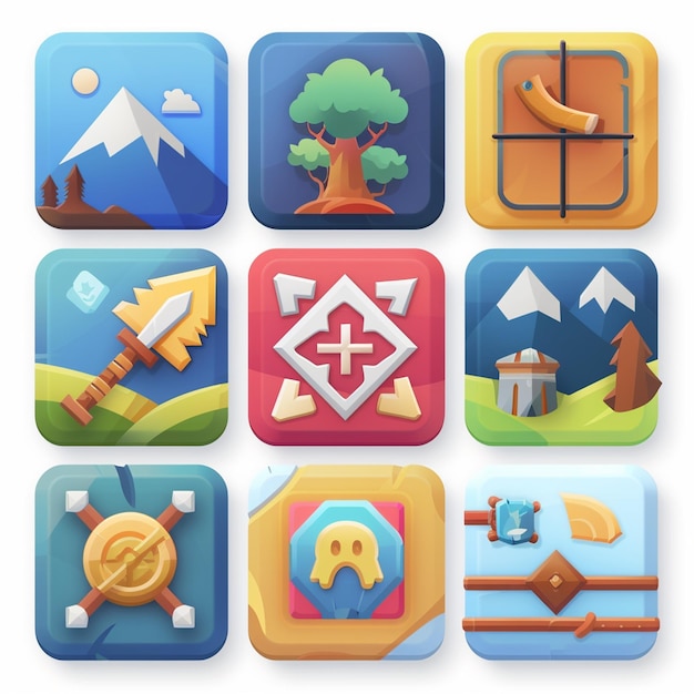 Photo creative icon set titles for mobile app designs