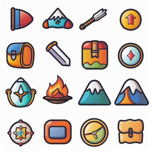 Photo creative icon set titles for mobile app designs