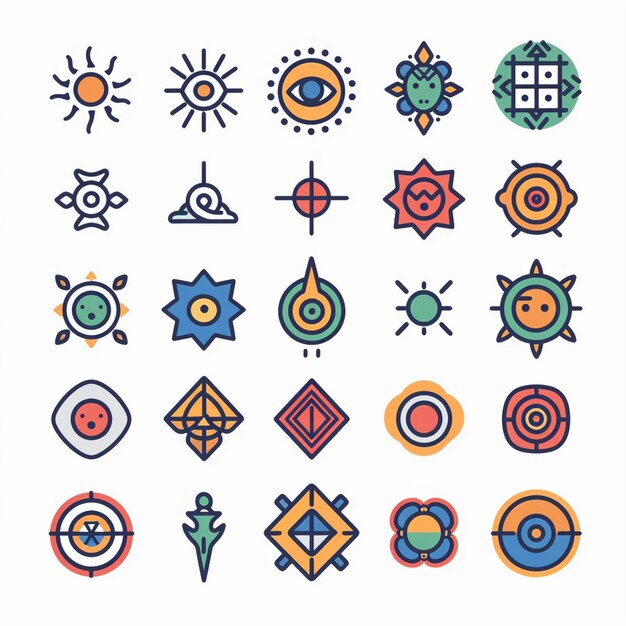 Photo creative icon set titles for mobile app designs