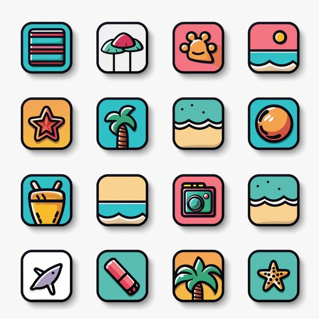 Photo creative icon set titles for mobile app designs