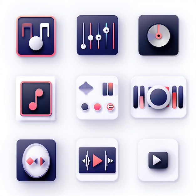 Photo creative icon set titles for mobile app designs