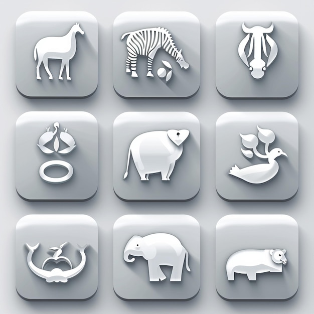 Photo creative icon set titles for mobile app designs