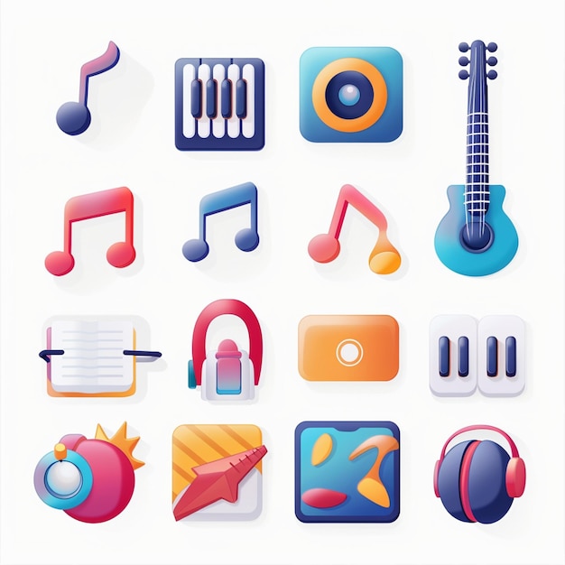 Photo creative icon set titles for mobile app designs