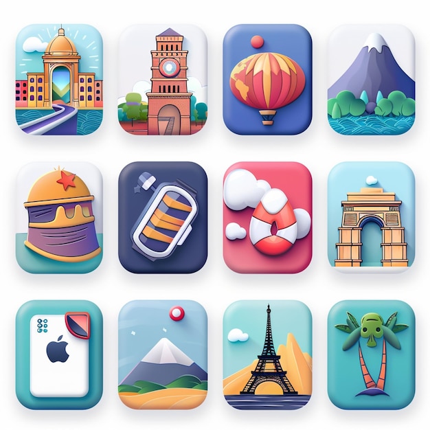 Photo creative icon set titles for mobile app designs