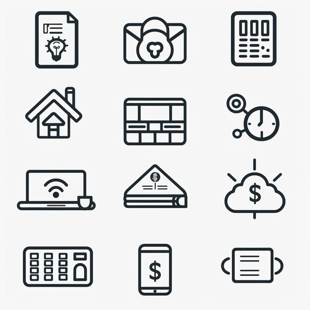 Photo creative icon set titles for mobile app designs