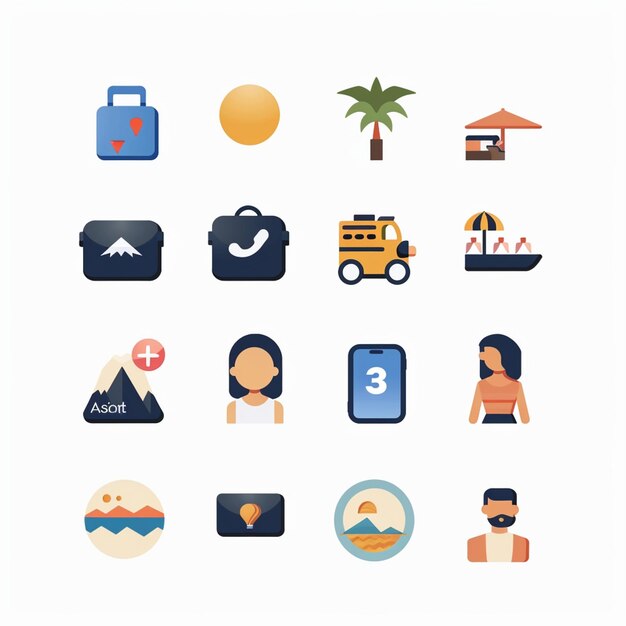 Photo creative icon set titles for mobile app designs