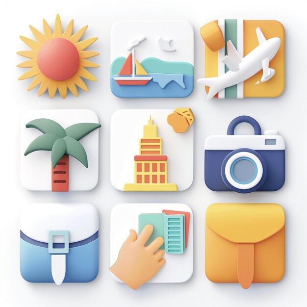 Photo creative icon set titles for mobile app designs