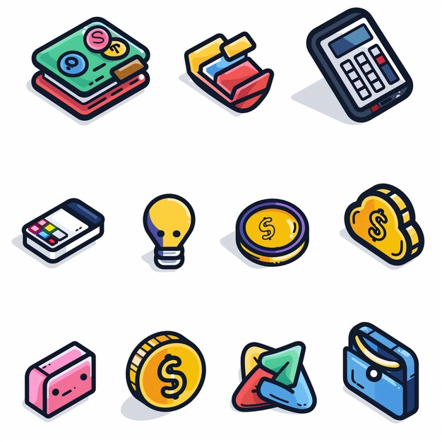 Photo creative icon set titles for mobile app designs