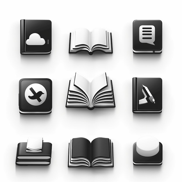 Photo creative icon set titles for mobile app designs