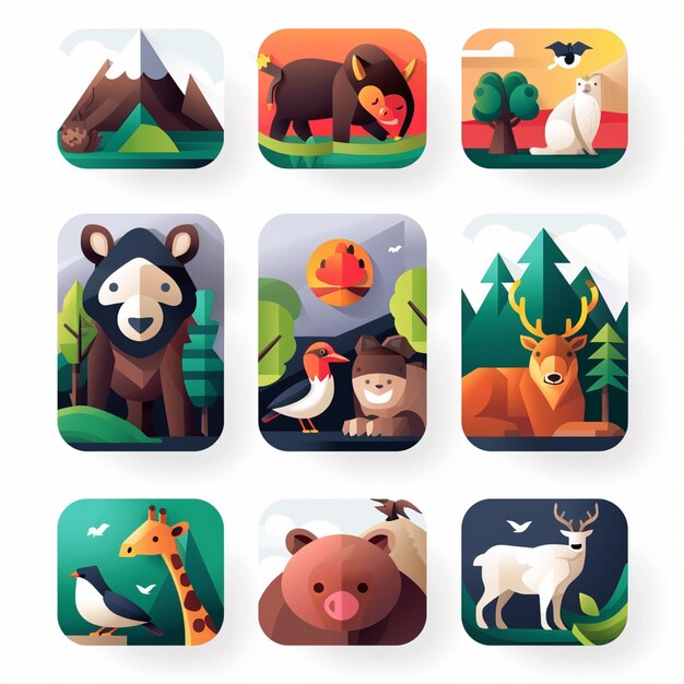 Photo creative icon set titles for mobile app designs