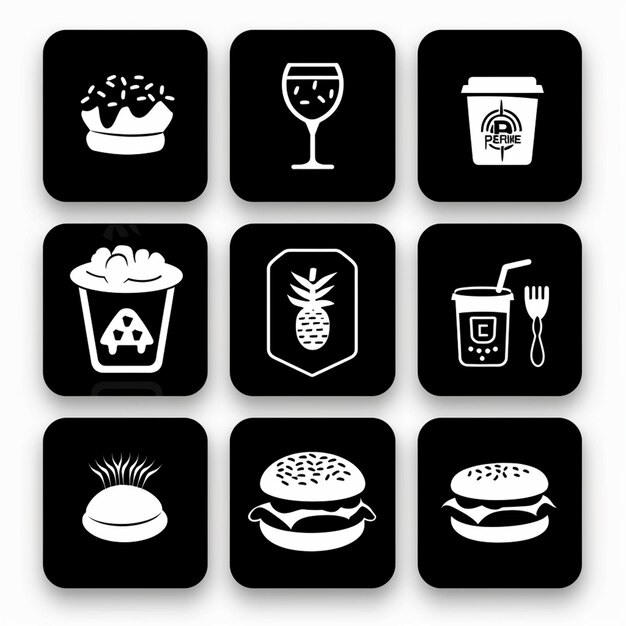 Photo creative icon set titles for mobile app designs