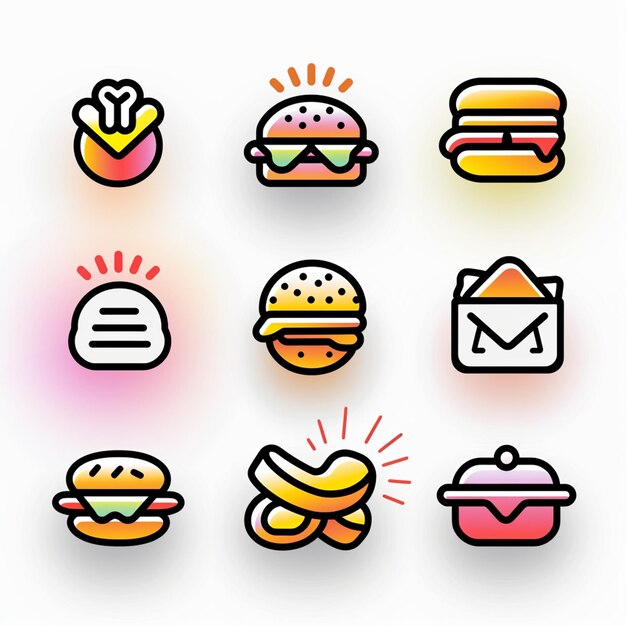 Photo creative icon set titles for mobile app designs