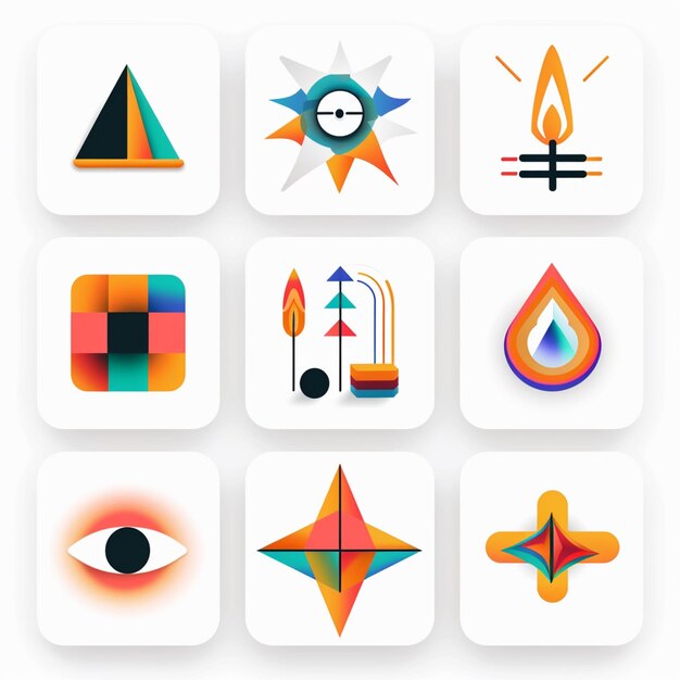 Photo creative icon set titles for mobile app designs