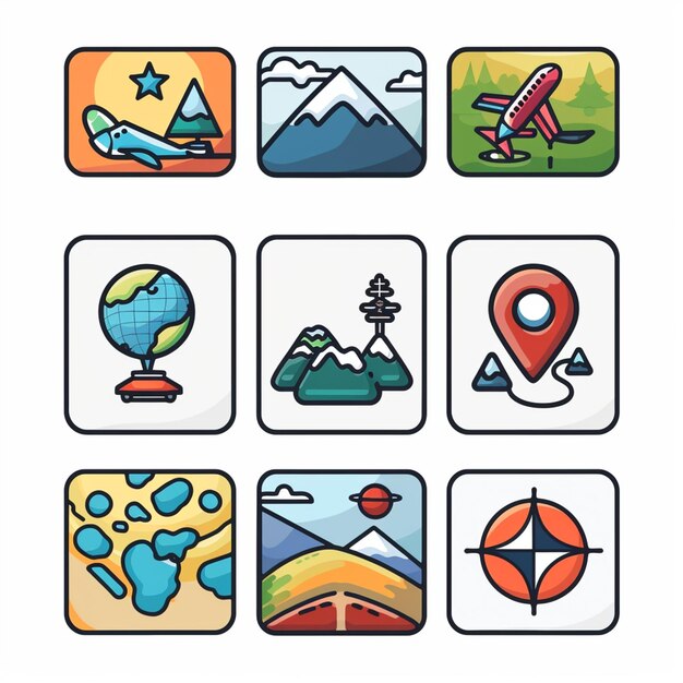 Photo creative icon set titles for mobile app designs