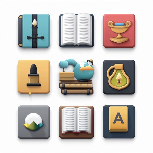 Photo creative icon set titles for mobile app designs