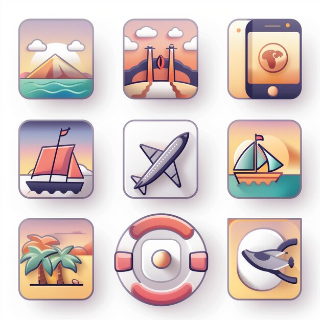 Photo creative icon set titles for mobile app designs